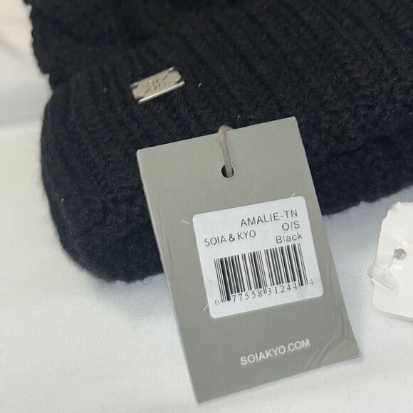 AMALIE SOIA & KYO BEANIE NWT BLACK - Picture 3 of 6
